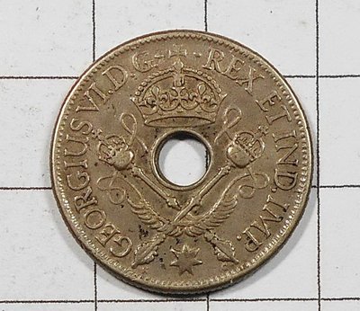 AB064 新幾內亞1938年 George V 權杖1 Shilling銀幣