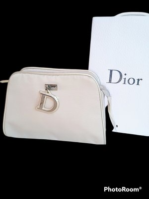 全新 迪奧 Christian Dior 雅緻CD 銀 手拿包 皮包 晚宴包收納化妝包盥洗包78 一元起標真品有LV禮物