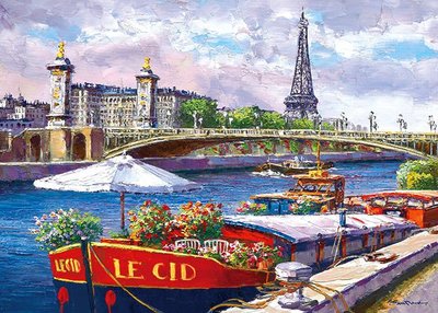 500-258 絕版500片日本正版拼圖 繪畫風景 Sam Park 法國 巴黎 艾斐爾鐵塔 塞納河畔