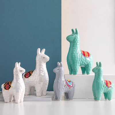 北歐創意羊駝擺件 客廳陶瓷簡約可愛存錢罐桌面家居小擺件裝飾品#擺件#裝飾#創意#禮品#促銷