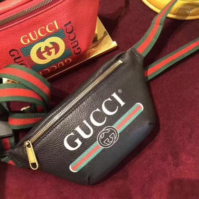 Gucci黑色logo印花腰包 長度90 尺寸22*6*13cm   我愛麋鹿歐美精品全球代購since2005💜