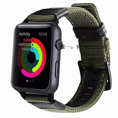 錶帶適用于蘋果apple watch吉普尼龍表帶iwatch7/8/SE帆布貼皮手表帶錶鏈