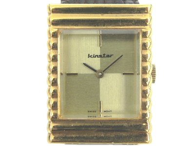 [專業] 機械錶 [KINSTAR 5001] 金星 經典方型[黃金四格分割面]手上鍊/古董/時尚/軍錶