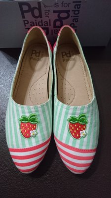 Paidal 可愛造型草莓圖案平底鞋/娃娃鞋/休閒鞋