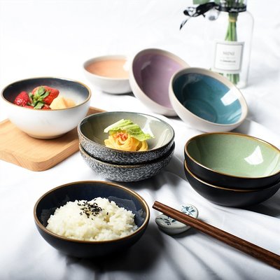 特價北歐ins網紅創意陶瓷米飯碗家用4.5寸小碗粥碗吃飯醬料碗瑕疵