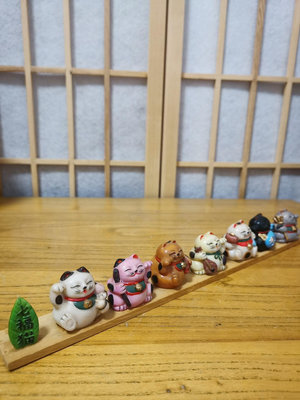 日本七福貓  七福神招財貓 擺件 樹脂材質 保存完好