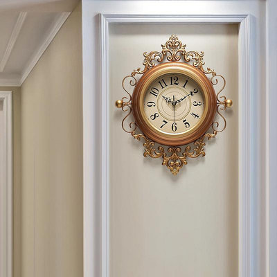 2024新款美式掛鐘時尚法式中古時鐘掛墻歐式客廳掛表家用復古鐘表