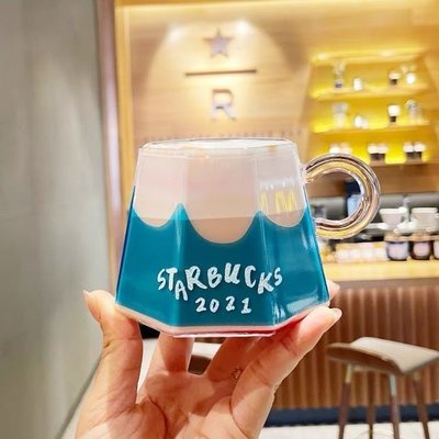 新品 -新款熱賣 日本星巴克富士山玻璃杯雪山杯創意禮物杯咖啡杯-搞機數碼