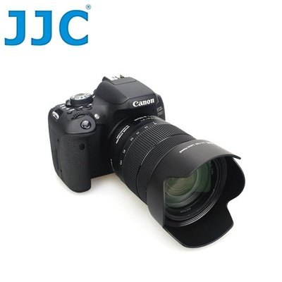 我愛買#JJC副廠Canon遮光罩EF-S 18-135mm 1:3.5-5.6可反扣IS遮陽罩EFS太陽罩F3.5-5.6遮光罩相容佳能原廠EW-73D遮光罩
