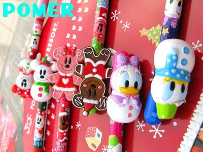 ☆POMER☆日本東京迪士尼樂正品已絕版 30周年紀念款米奇米妮 唐老鴨 黛西 聖誕節雪人薑餅人鮮豔可愛造型公仔原子筆