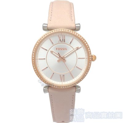 FOSSIL ES4484手錶 閃耀水晶 玫瑰金時標 粉紅色皮錶帶 女錶【錶飾精品】
