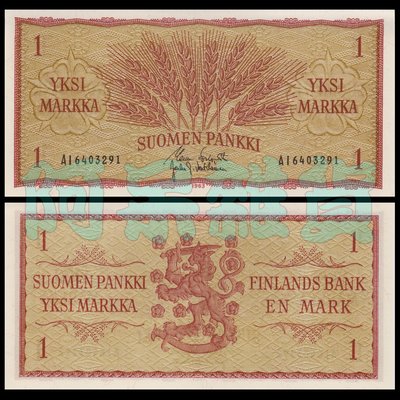 森羅本舖 現貨實拍 芬蘭 1馬克 1963年 稻穗 老版 錢幣 外幣 外鈔 鈔票 紙鈔