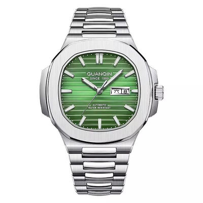 現貨男士手錶腕錶瑞士鋼帶鸚鵡螺手錶進口機芯 雙歷夜光男士手錶商務風 機械錶自動