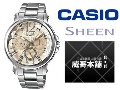 【威哥本舖】Casio台灣原廠公司貨 SHEEN系列 SHE-3035D-7A2 經典三眼三針女石英錶