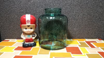早期綠色玻璃罐糖果罐(小顆)22x/17公分