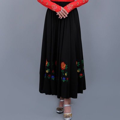新疆舞蹈服半身裙女成人繡花雪紡長裙540大裙擺廣場舞練習裙多色~特價#促銷 #現貨