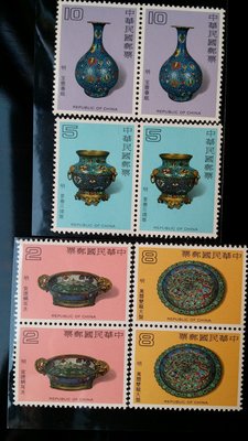 台灣郵票-民國70年-特172 古代砝瑯器郵票(七十年版) -4全雙連