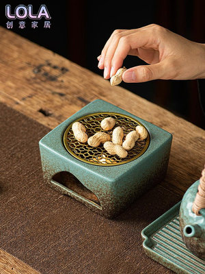 日式蠟燭煮茶爐套裝溫茶爐底座明火烤橘子爐熱茶暖茶加熱爐溫茶器-LOLA創意家居