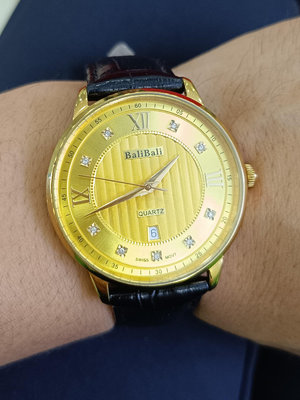 BaliBali金錶男士石英手錶腕錶男，瑞士機芯男錶，不是機