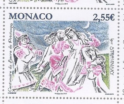 2013年摩納哥史特拉汶斯基“春之祭“發表百年紀念郵票