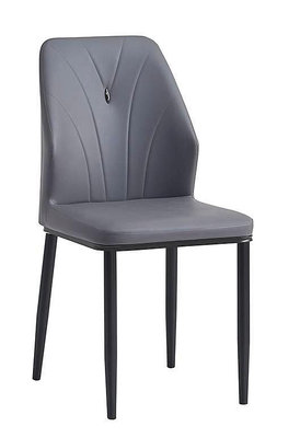 【生活家傢俱】JF-480-11：灰色皮鐵腳餐椅【台中家具】洽談椅 商業空間 造型椅 皮餐椅 書桌椅 PU皮+鐵腳