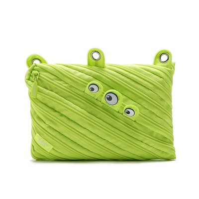 【德愛走跳】特價 螢光綠三眼怪獸拉鏈包造型包錢包收納包小物包3C包