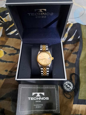 【Technos】TECHNOS 女中金機械手錶 競標商品
