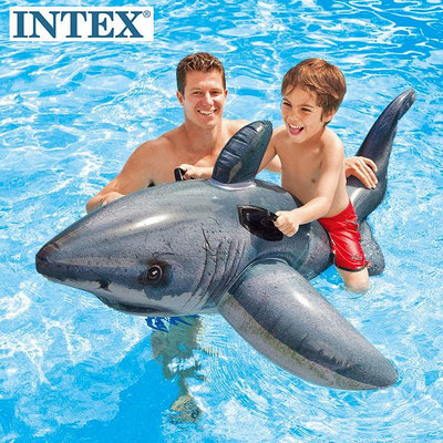 水上設備 游泳 intex 57525 寫實鯊魚坐騎兒童水上充氣玩具游泳泳具