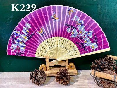 K229日式真絲印花扇子21公分精緻竹骨扇子【麗子精品公司扇子的家】日式扇子批發零售