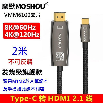 MOSHOU 魔獸 Type-c轉HDMI線 HDMI2.1版 筆記本連接電視高清線 4K@120Hz 8K@60Hz