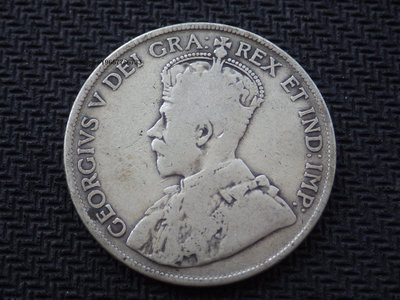 銀幣特價  英屬紐芬蘭1917年喬治五世50分銀幣 少見 外國銀幣