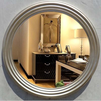 【熱賣精選】 新款歐式浴室鏡美式復古黑色圓形衛浴鏡化妝鏡裝飾玄關鏡壁掛鏡子