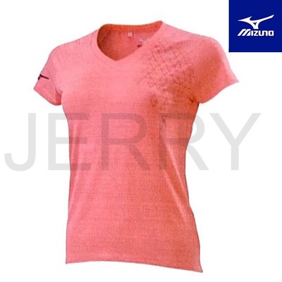 Mizuno 美津濃 女路跑短袖T恤 J2TA220456 珊瑚粉 短袖 T恤 運動上衣