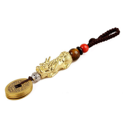 銅貔貅鑰匙扣銅錢汽車鑰匙裝飾掛件男女士個性創意禮品工藝品皮丘半島鐵盒