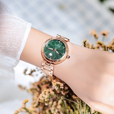 新款手錶女 百搭手錶女GUOU古歐女士手錶石英錶時尚花型簡約水鉆鋼帶手錶石英防水腕錶女