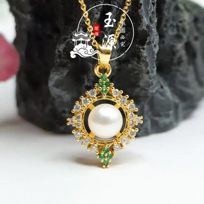 淡水珍珠吊墜強光飽滿鑲鉆太陽花項墜時尚流行首飾飾品禮物