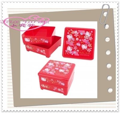 ♥小花花日本精品♥Hello Kitty 糖果盒 零食盤  食物雙層盒 紅色櫻花不倒翁  56862904