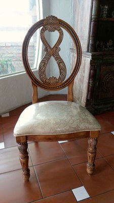 歐式原木餐桌椅 會客椅 公婆椅(扶手加300元)