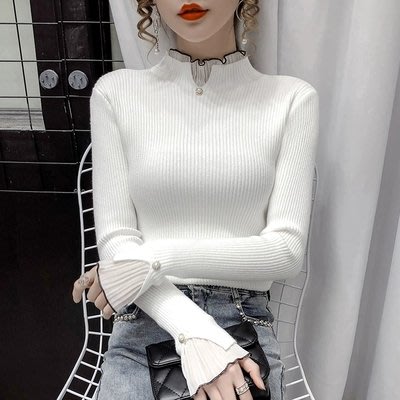 【Nina SHOP】韓版時尚 套頭蕾絲花邊針織衫(4色)