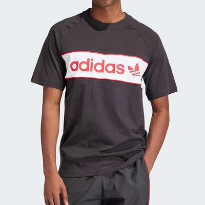 Adidas Ny Tee 愛迪達三葉草大Logo短袖T恤 黑色短袖上衣 男 IS1404