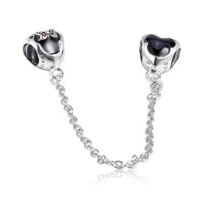 S925純銀新款手鍊diy珠子配件迪士妮米妮頭米奇頭安全鏈-雙喜生活館