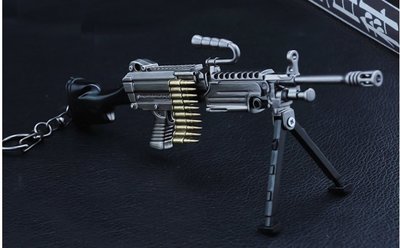【M249機槍合金鑰匙扣】絕地求生模型絕地大逃殺周邊武器鑰匙扣挂件16cm