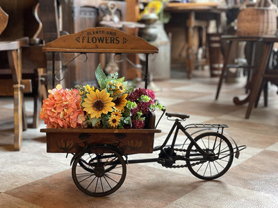 英國古董手工手繪花店鑄鐵腳踏車『超美的花器』 #923130