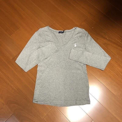 (Size M) Ralph Lauren polo 灰色V領長袖衛衣 長袖上衣(1104)