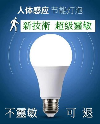 12W. 無鉛環保 防潮 防蟲 新科技 超級靈敏 E27燈泡 LED燈泡 感應燈泡 省電燈泡 品光照明