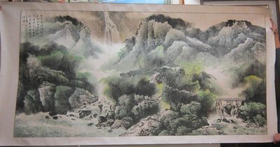 『府城畫廊-手繪國畫』山水畫－左流－135x270－(可加框)－歡迎查看關於我來聯繫-
