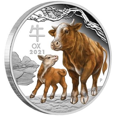 ［現貨］澳洲 紀念幣 2021 1oz 牛年彩色生肖紀念銀幣 原廠原盒