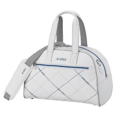 [小鷹小舖] Dunlop XXIO Golf GGB-X162W 高爾夫衣物袋 波士頓包 手提袋 運動包 附可拆卸肩背帶 雙拉鍊設計 合成皮革 白/深藍 兩色