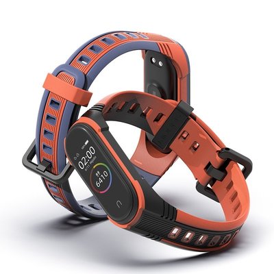 森尼3C-於新款小米手環7錶帶 小米手環6腕帶 矽膠雙色小米3/4通用錶帶 時尚替換 防水透氣腕帶 扣式錶帶 小米手環貼膜-品質保證