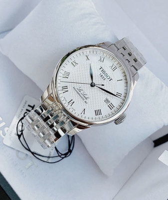 TISSOT Le locle Powermatic80 白色面錶盤 羅馬數字 銀色不鏽鋼錶帶 男士 自動機械錶 T0064071103300